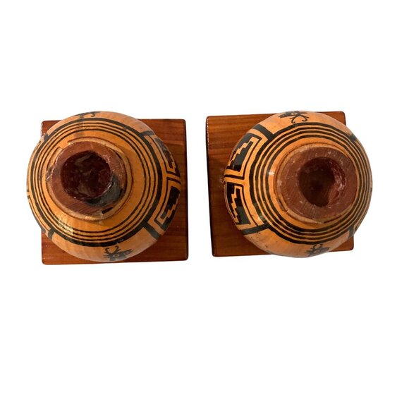 Native American Gourd Candle Candlestick Holders Deer Pueblo Inspired Design - Picture 5 of 7